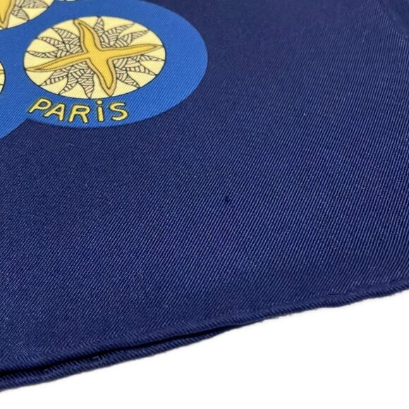 Auth HERMES Carre 90 - Navy Light Yellow Multi Scarf - Picture 4 of 4